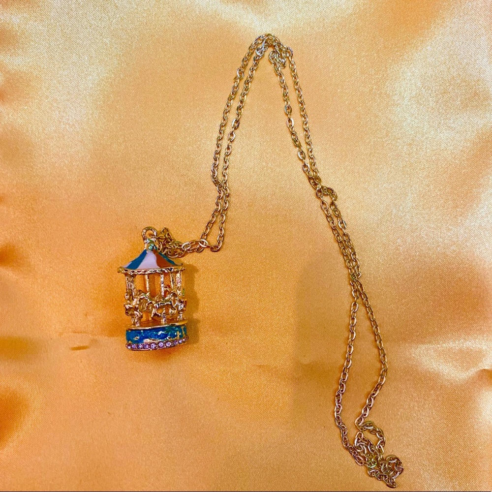Gold and blue Carrousel necklace 🎠